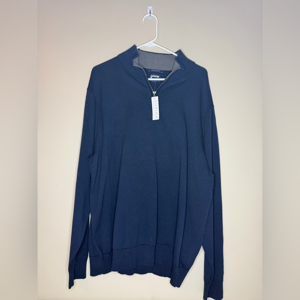 Lands' End Men's Navy Zip-Up Sweater